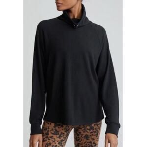 Varley Adkisson Black Stretch Active Funnel Neck Sweatshirt Size Medium